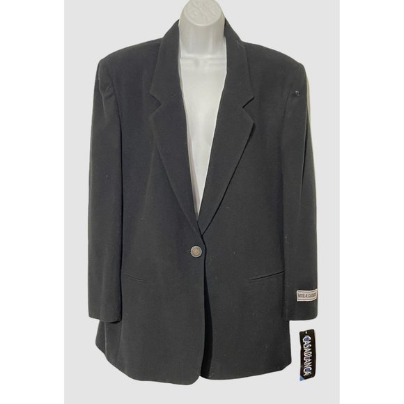 Casablanca Jackets & Blazers - Vintage Casablanca Single Breasted Wool Cashmere Blazer Black Womens Size 12